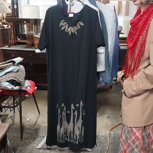P.G.B. Black Giraffe Print Maxi Dress